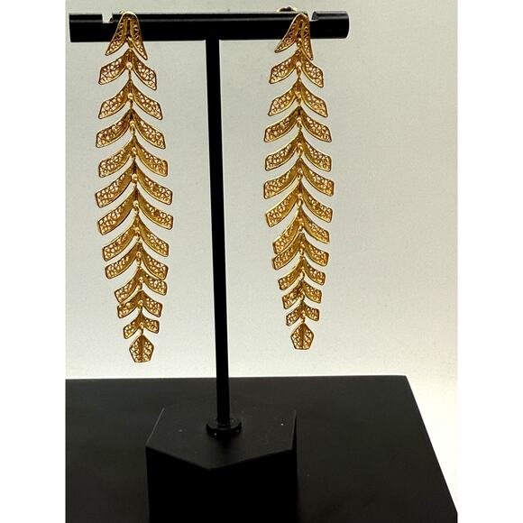 Portuguese Gold Plated Sterling Silver Palm Leaf Earrings